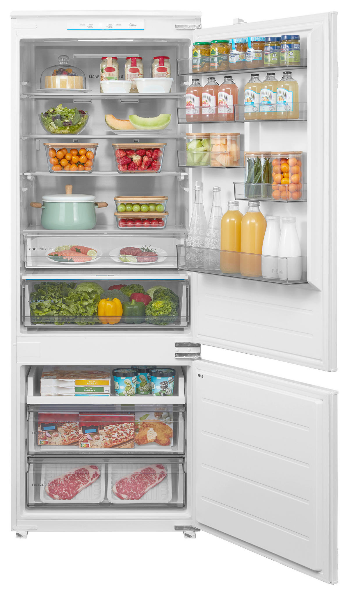 KÜHL-GEFRIER-KOMBINATION MDRE554FGD01  - Weiß, Basics, Glas/Kunststoff (69/194/55cm) - Midea