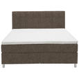 BOXSPRINGBETT 160/200 cm  in Braun  - Chromfarben/Braun, KONVENTIONELL, Kunststoff/Textil (160/200cm) - Voleo