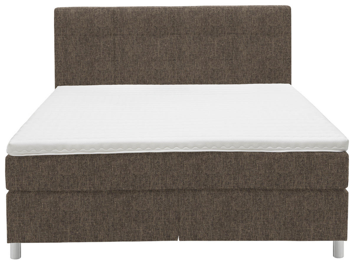 BOXSPRINGBETT 180/200 cm  in Braun  - Chromfarben/Braun, Konventionell, Kunststoff/Textil (180/200cm) - Voleo