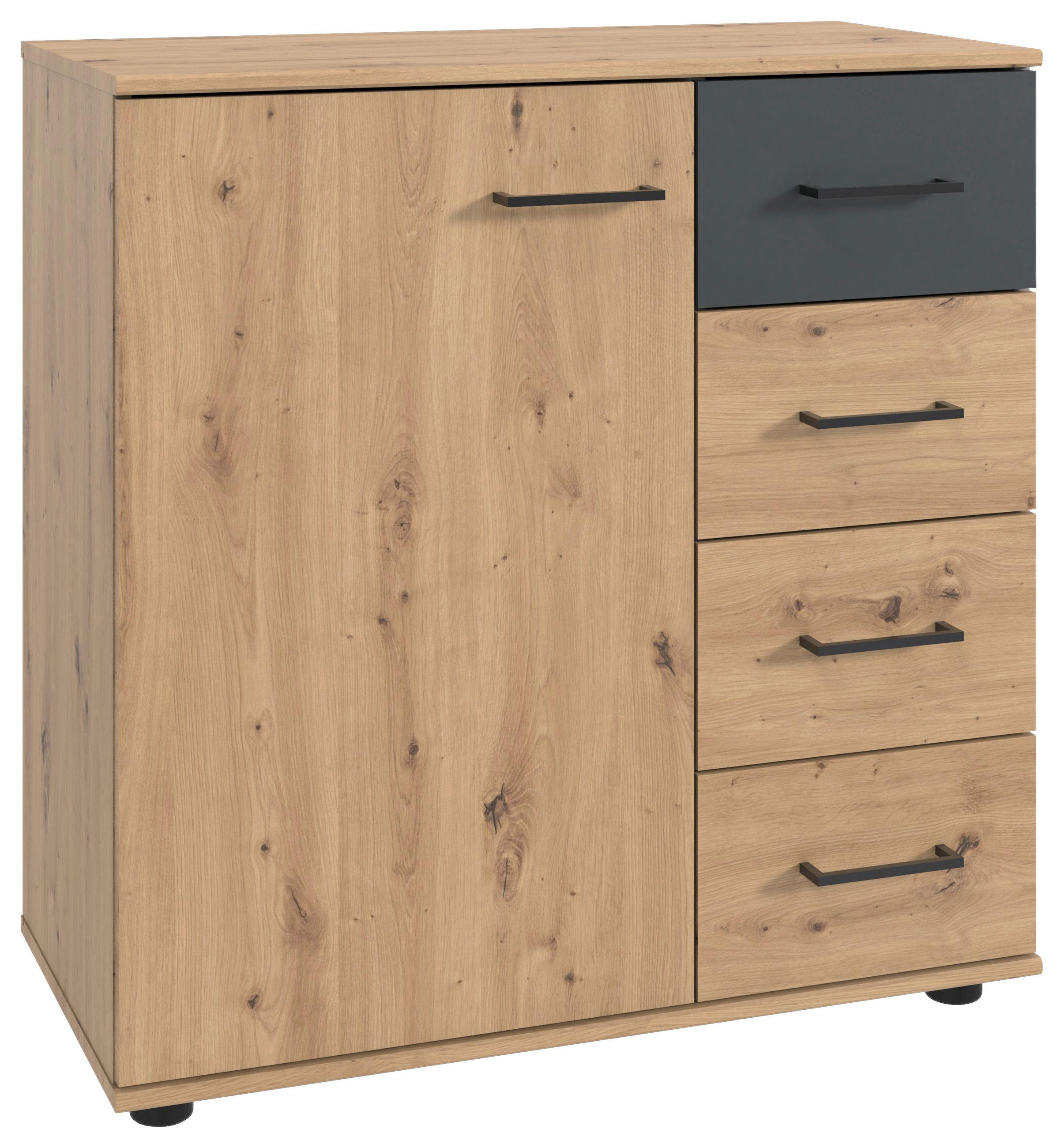 KOMMODE 81/83/41 cm  in Graphitfarben, Eiche Artisan  - Schwarz/Graphitfarben, Konventionell, Holzwerkstoff/Kunststoff (81/83/41cm) - Carryhome