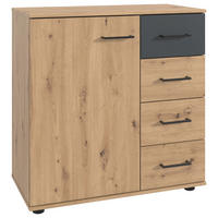 KOMMODE 81/83/41 cm  in Graphitfarben, Eiche Artisan  - Schwarz/Graphitfarben, Konventionell, Holzwerkstoff/Kunststoff (81/83/41cm) - Carryhome