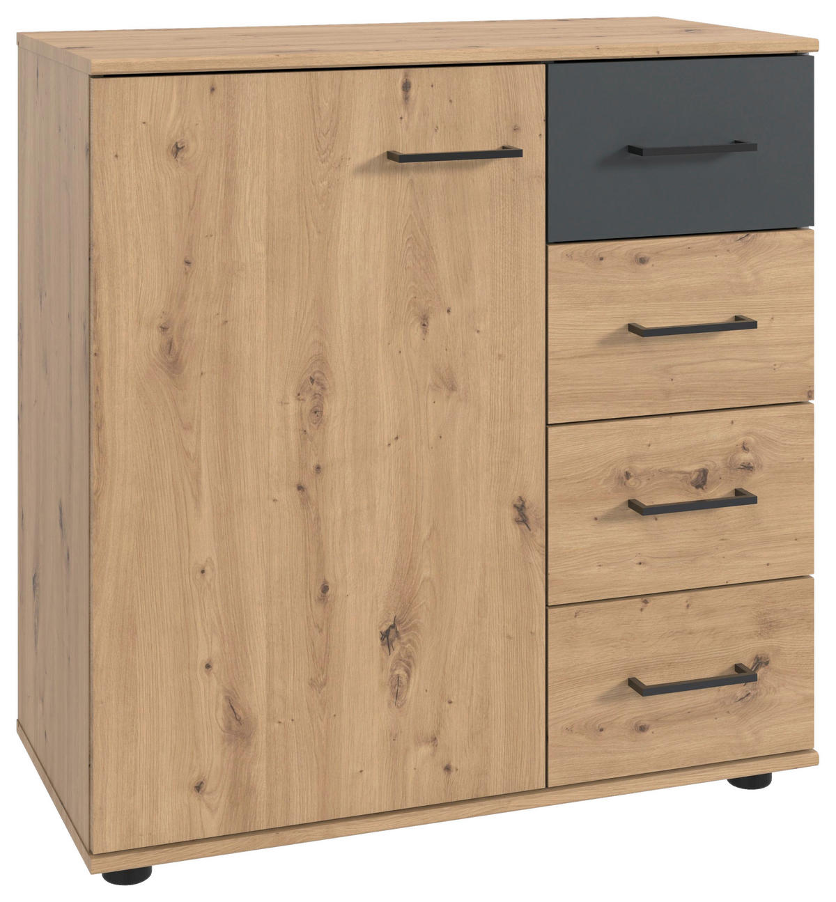 KOMMODE 81/83/41 cm  in Graphitfarben, Eiche Artisan  - Schwarz/Graphitfarben, Konventionell, Holzwerkstoff/Kunststoff (81/83/41cm) - Carryhome