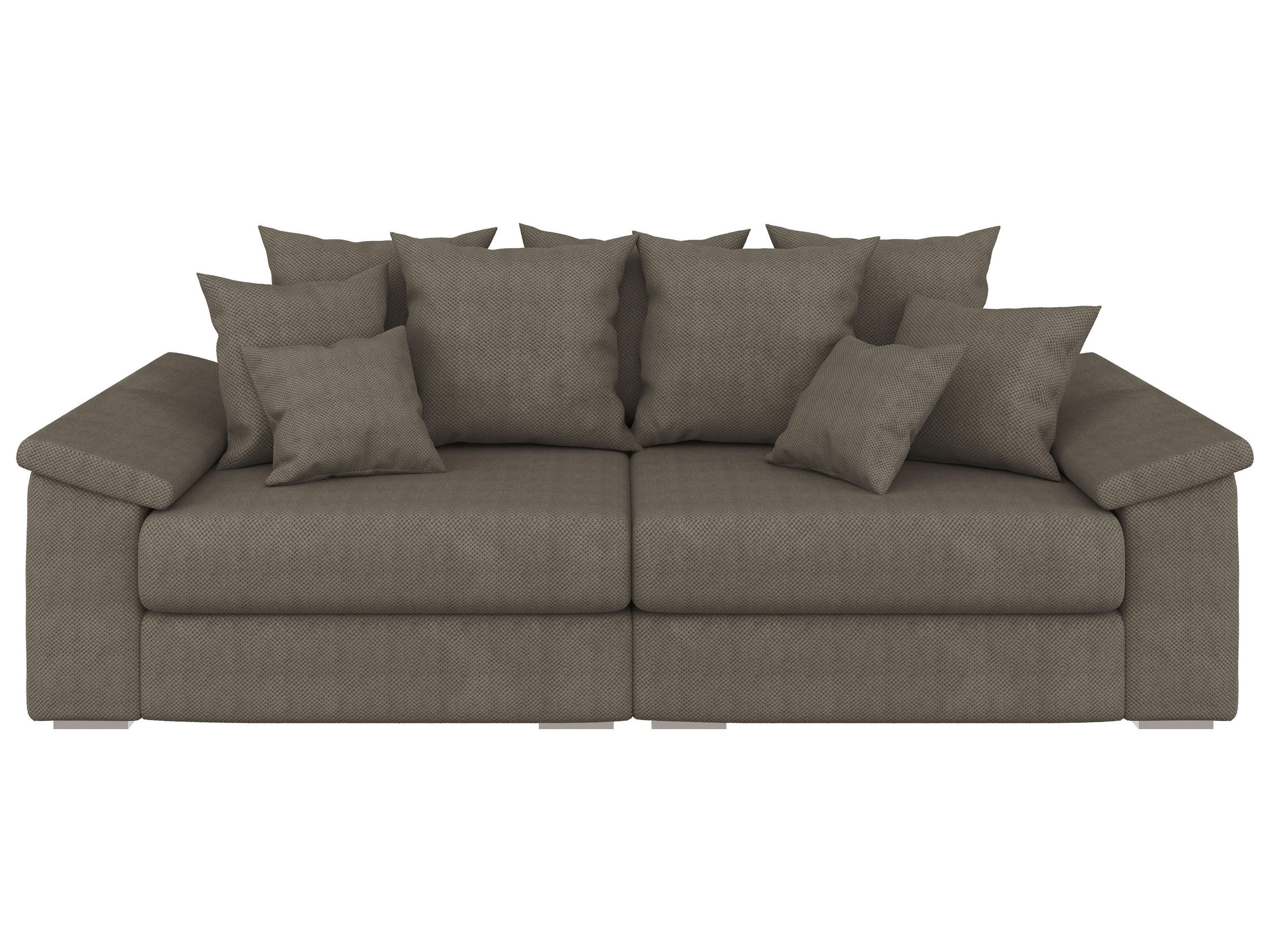 BIGSOFA TERMINI Velours, Webstoff Grau  - Beige/Naturfarben, Design, Holz/Textil (260/98/123cm) - MID.YOU
