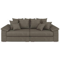 BIGSOFA TERMINI Velours, Webstoff Grau  - Beige/Naturfarben, Design, Holz/Textil (260/98/123cm) - MID.YOU