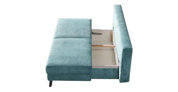 SCHLAFSOFA in Cord Türkis - Türkis/Schwarz, MODERN, Textil/Metall (194/91/90cm) - Novel