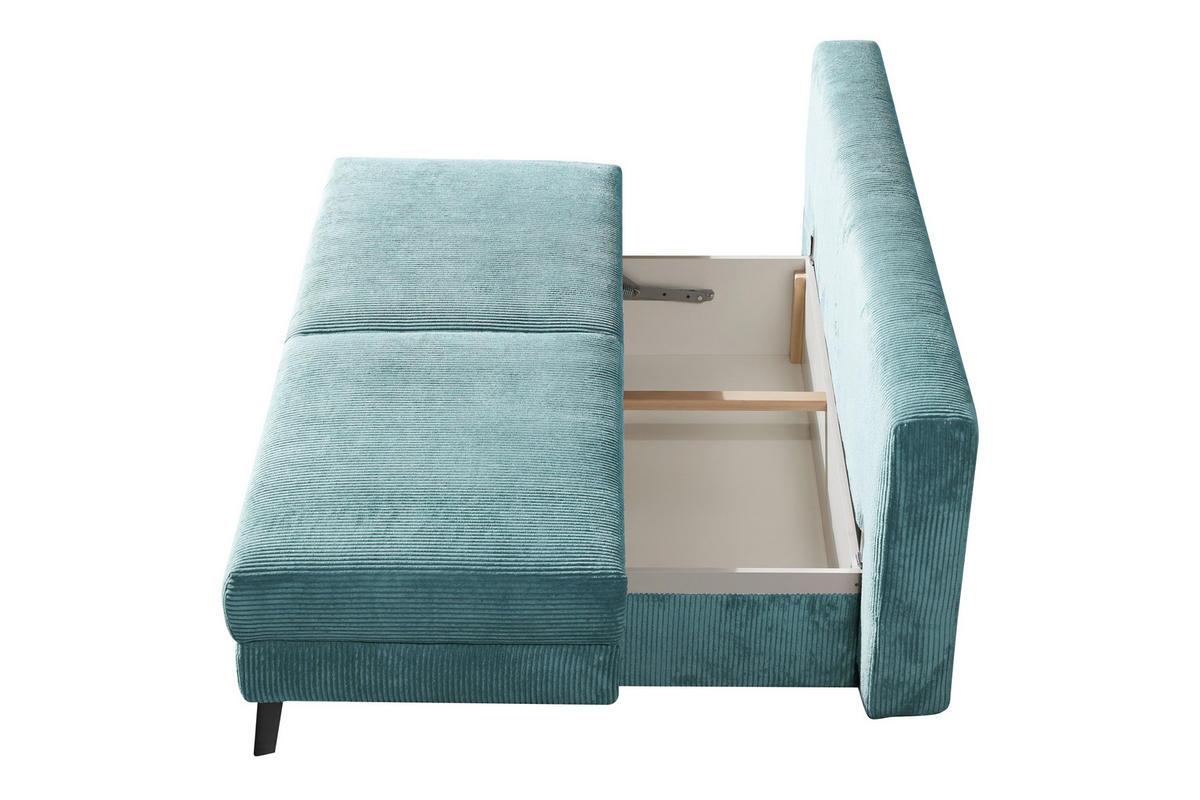 SCHLAFSOFA in Cord Türkis  - Türkis/Schwarz, Modern, Textil/Metall (194/91/90cm) - Novel