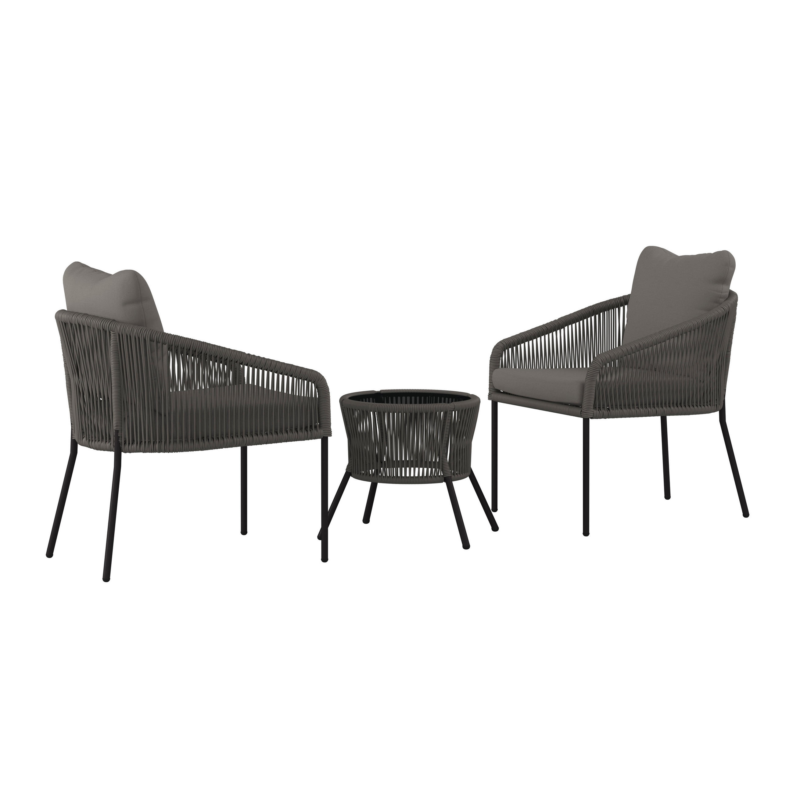 BALKONSET   - Grau, Modern, Kunststoff/Metall (40/40/39.5cm) - Ambia Garden