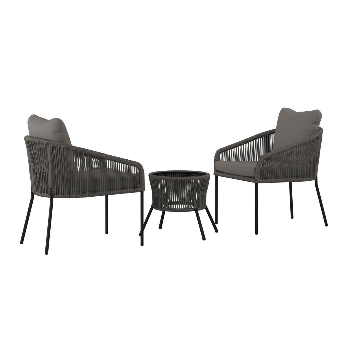 BALKONSET   - Grau, MODERN, Kunststoff/Metall (40/40/39.5cm) - Ambia Garden