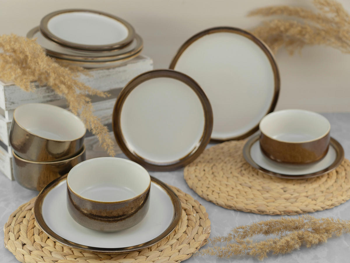 SERVIS 12 delar  - vit/guldfärgad, keramik (31,5/31,5/37cm) - Creatable