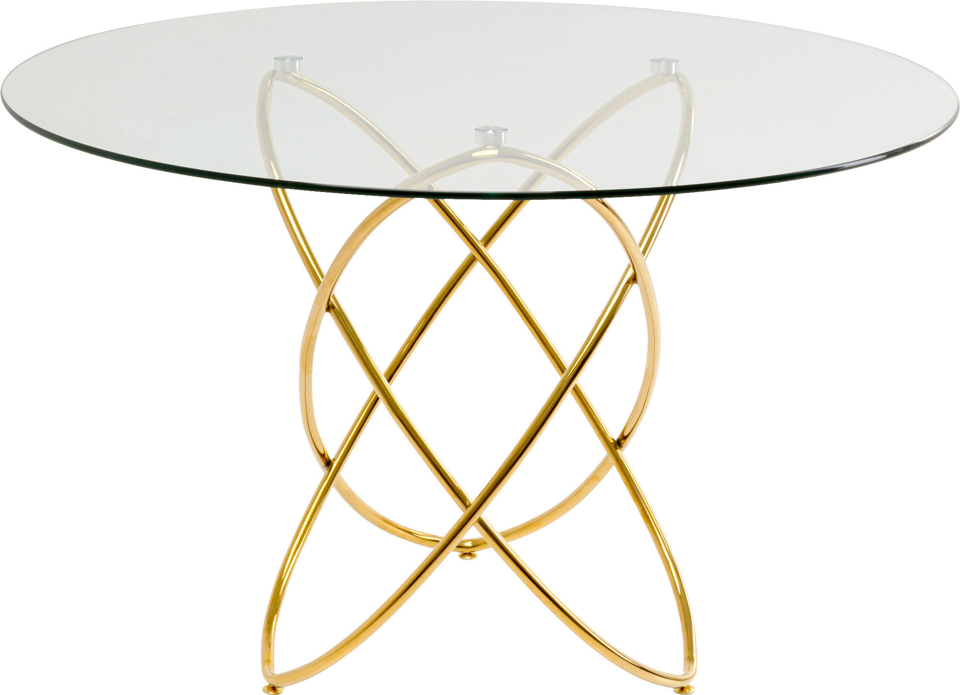 ESSTISCH in Metall, Glas 120/120/76 cm  - Klar/Goldfarben, Design, Glas/Metall (120/120/76cm) - Kare-Design