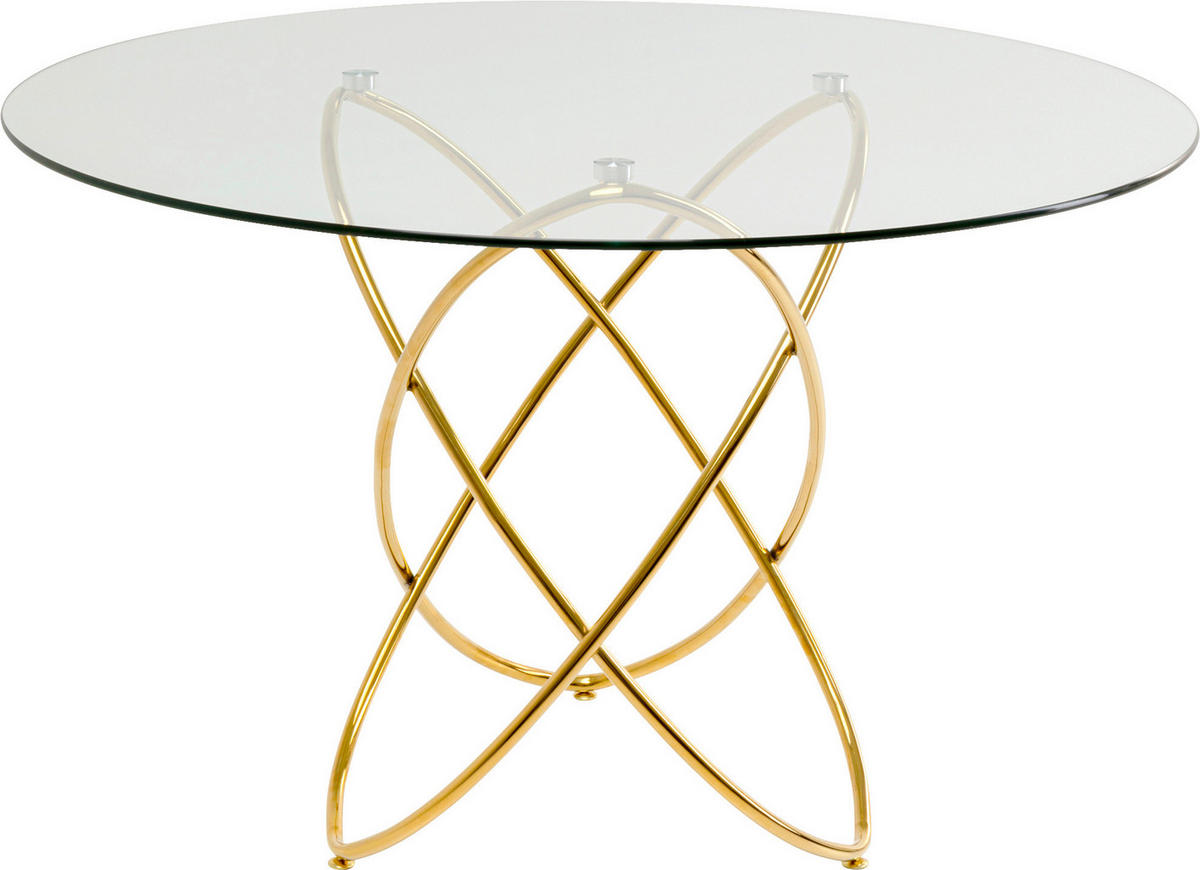 ESSTISCH in Metall, Glas 120/120/76 cm  - Klar/Goldfarben, Design, Glas/Metall (120/120/76cm) - Kare-Design