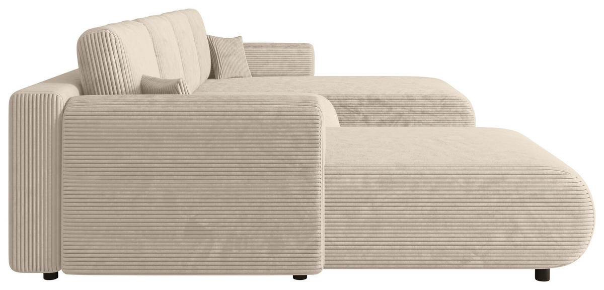 Wohnlandschaft inkl. Funktion Creme Cord  - Creme/Schwarz, KONVENTIONELL, Textil (200/360/200cm) - Xora