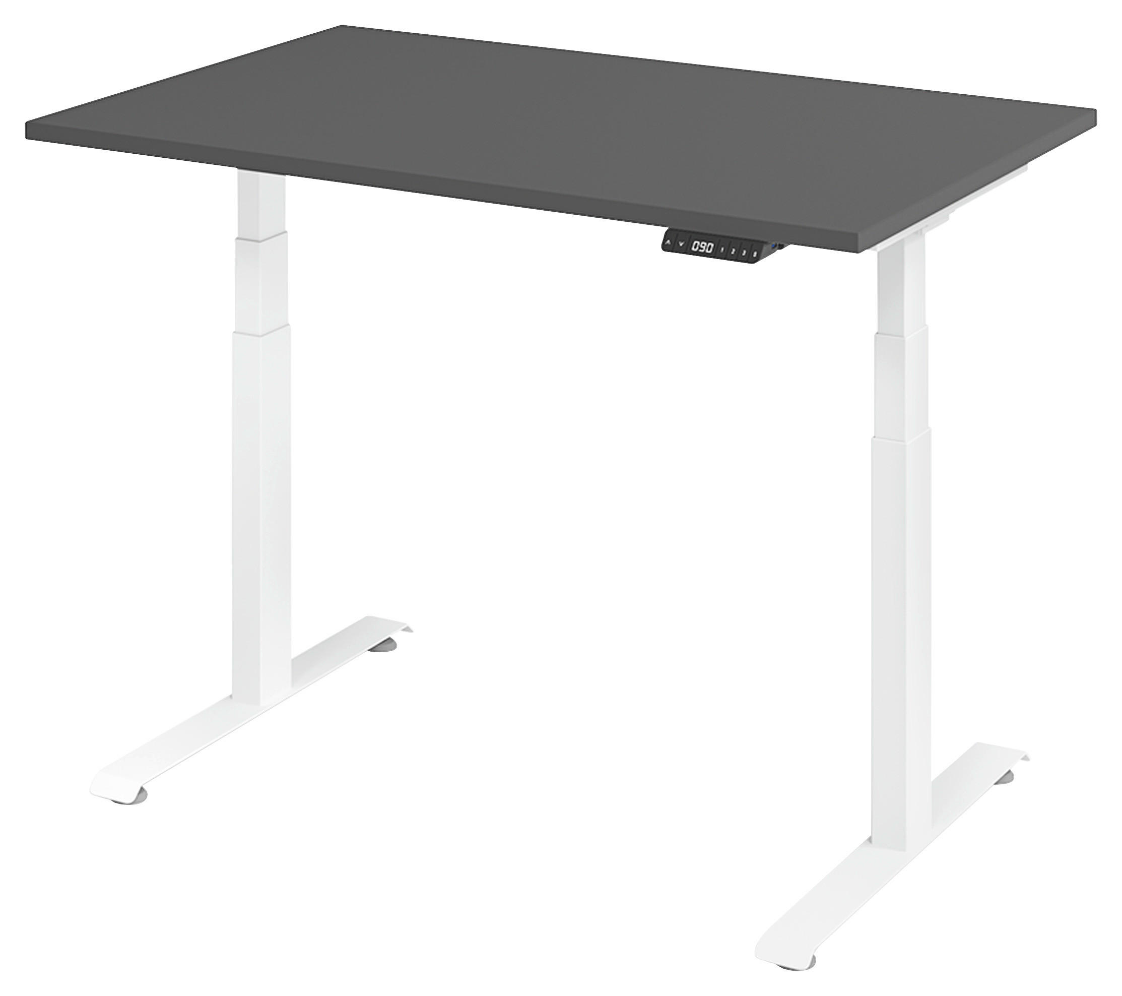 SCHREIBTISCH 120/80/64,5-129,5 cm Graphitfarben, Weiß elektrisch höhenverstellbar  - Graphitfarben/Weiß, KONVENTIONELL, Holzwerkstoff/Metall (120/80/64,5-129,5cm) - Venda