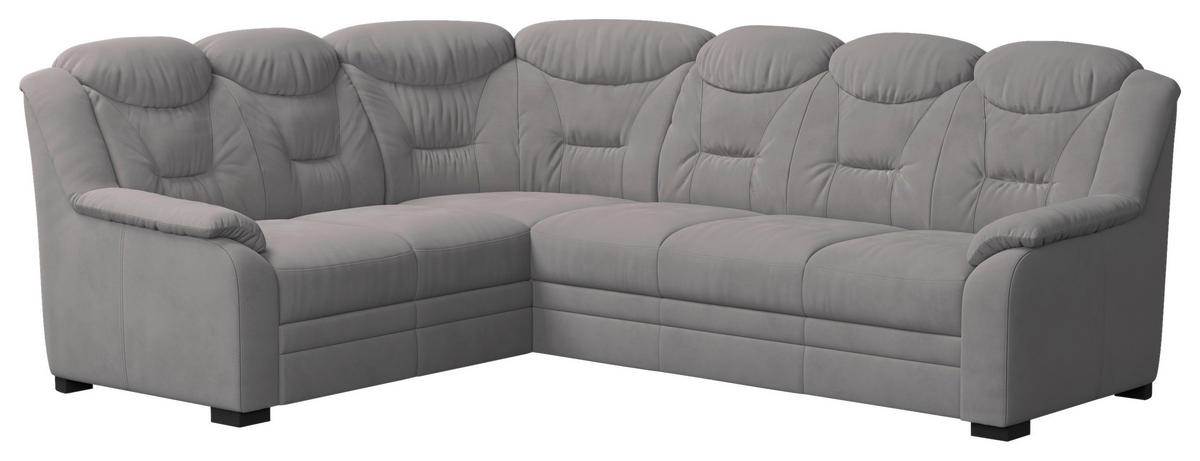 ECKSOFA Hellgrau Mikrofaser  - Hellgrau/Schwarz, Basics, Kunststoff/Textil (211/263cm) - MID.YOU