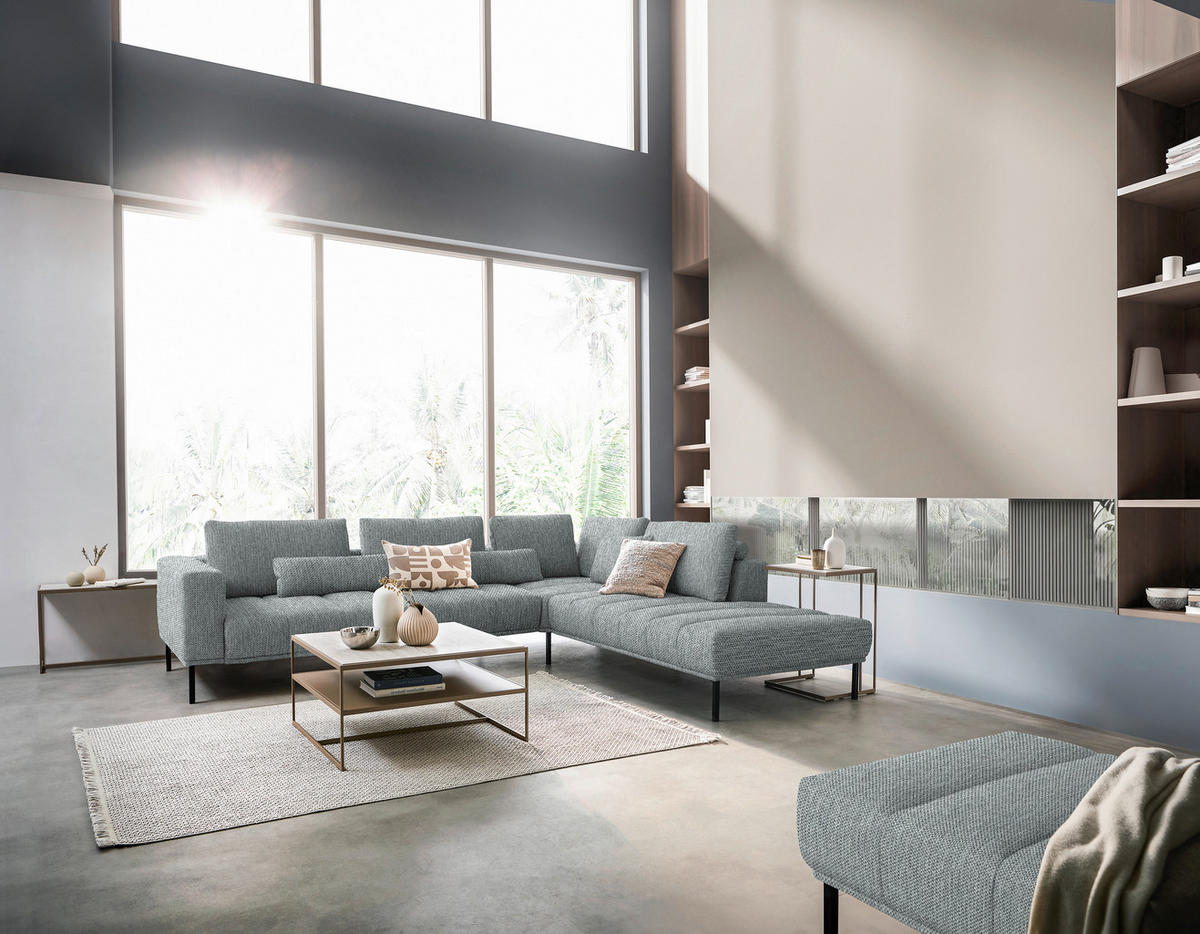 ECKSOFA  in Flachgewebe Grau  308/270 cm  - Schwarz/Grau, Design, Textil/Metall (308/270cm) - Pure Home Lifestyle