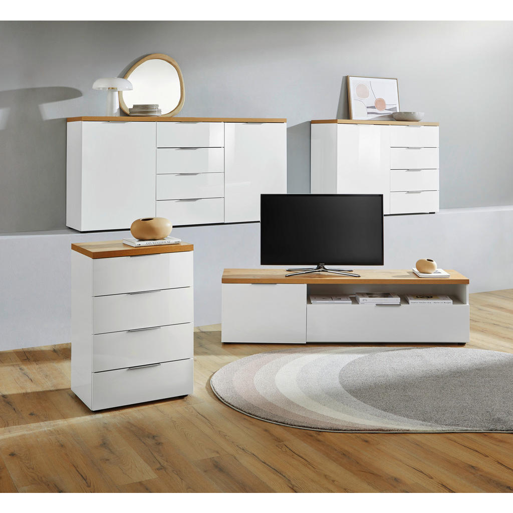 Thumbnail - Xora Kommode, Weiß, Eiche, Metall, 4 Schubladen, 60x89x43 cm, Beimöbel erhältlich, Wohnzimmer, Kommoden & Sideboards, Ko...