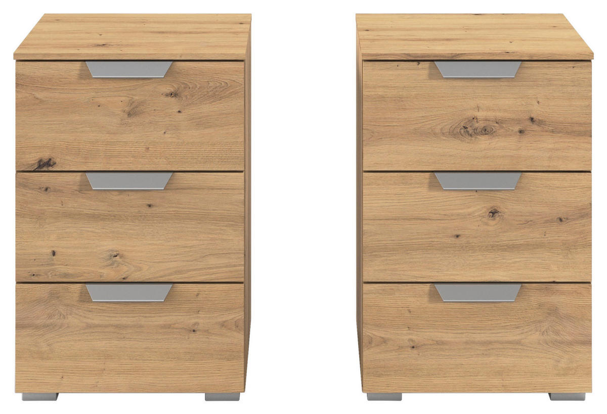 NOČNA OMARICA, hrast artisan  - barve aluminija/hrast artisan, Konvencionalno, kovina/umetna masa (40/61/42cm) - Xora