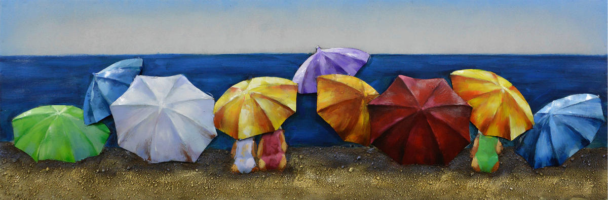 METALLBILD Strand & Meer 90/30 cm  - Blau/Gelb, Trend, Metall (90/30cm) - Monee