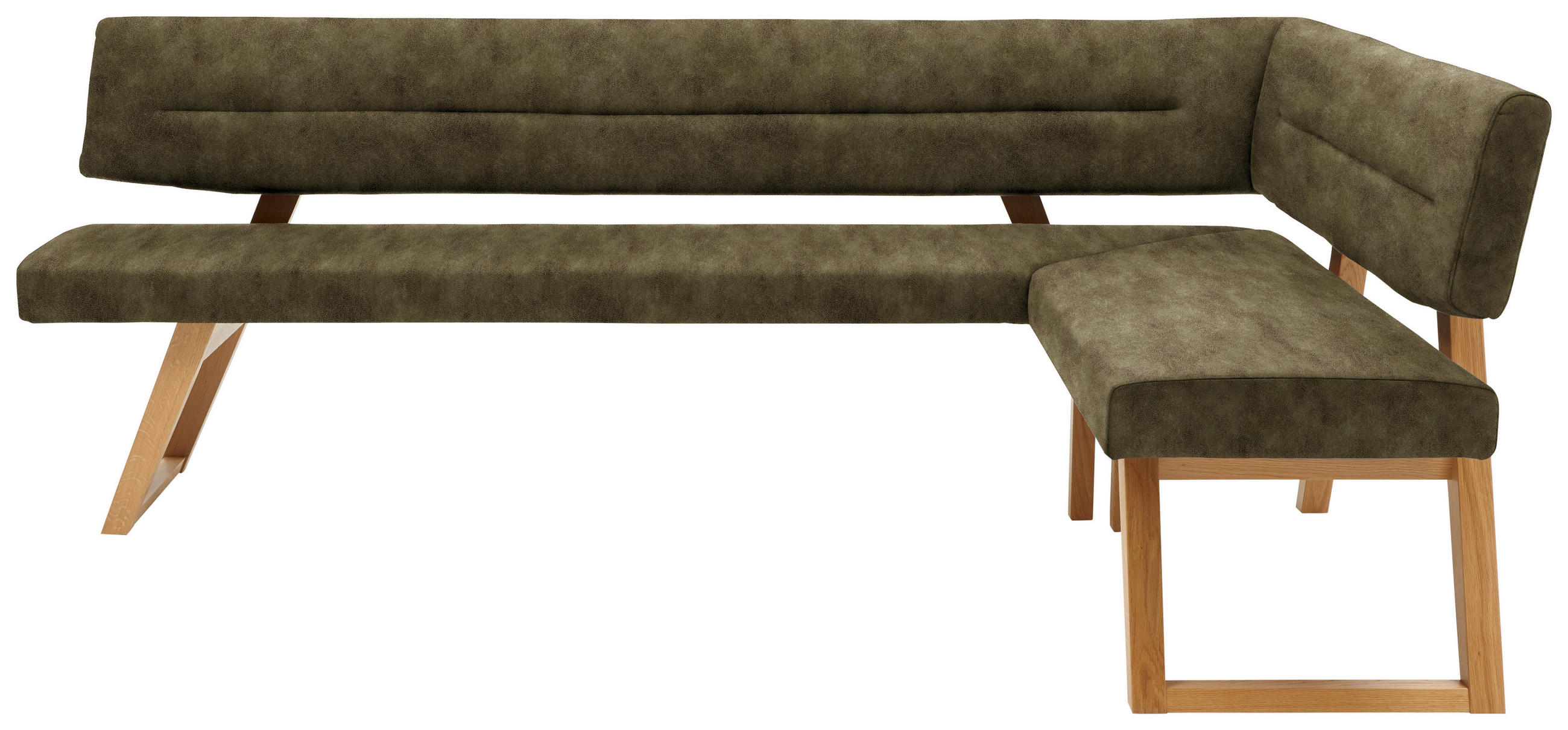 ECKBANK 235/155 cm  in Olivgrün  - Eichefarben/Olivgrün, KONVENTIONELL, Holz/Textil (235/155cm) - Dieter Knoll