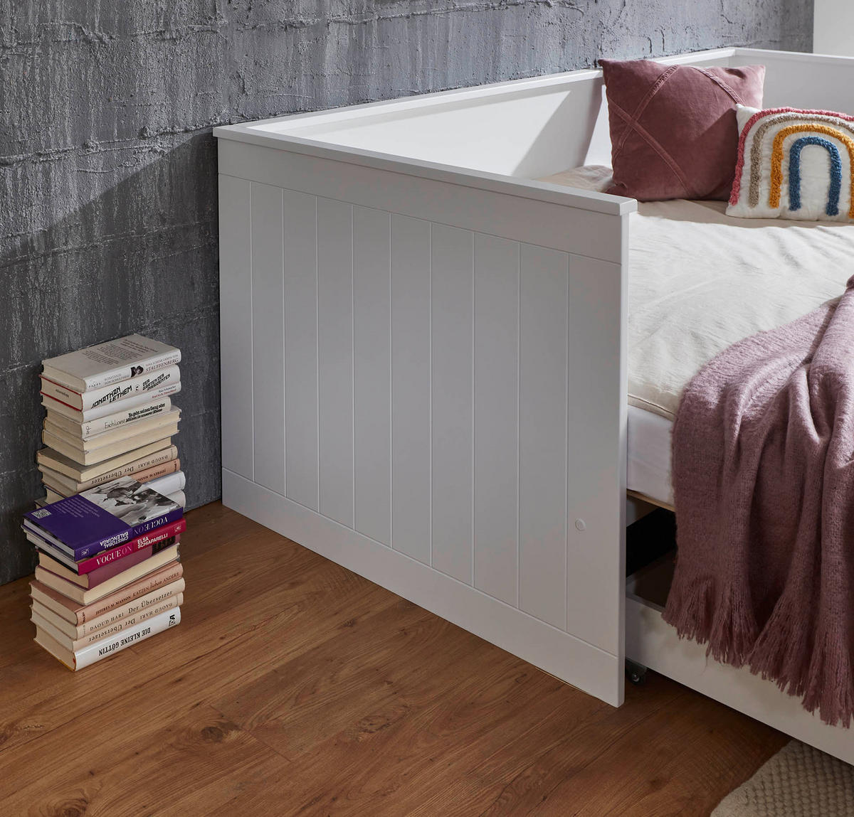 AUSZIEHBETT 90-180/200 cm  in Weiß  - Weiß, KONVENTIONELL, Holz/Holzwerkstoff (90-180/200cm) - Boxxx
