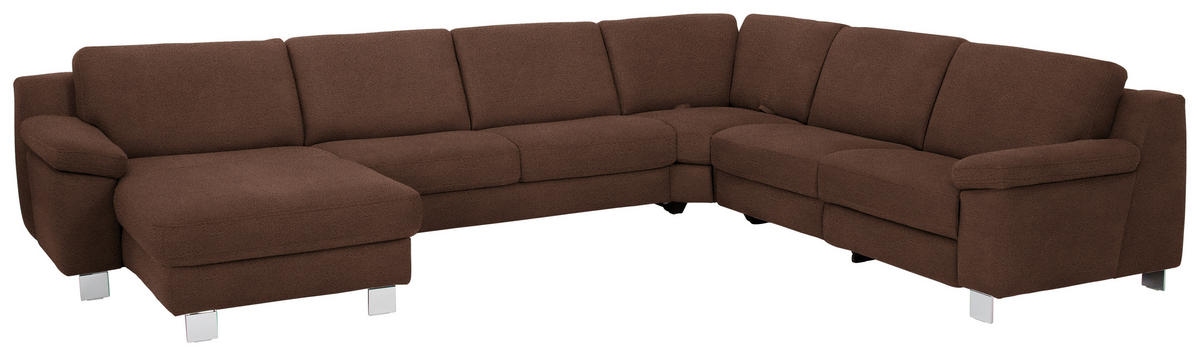 WOHNLANDSCHAFT in Mikrofaser Braun  - Chromfarben/Braun, Design, Textil/Metall (166/364/278cm) - Valdera