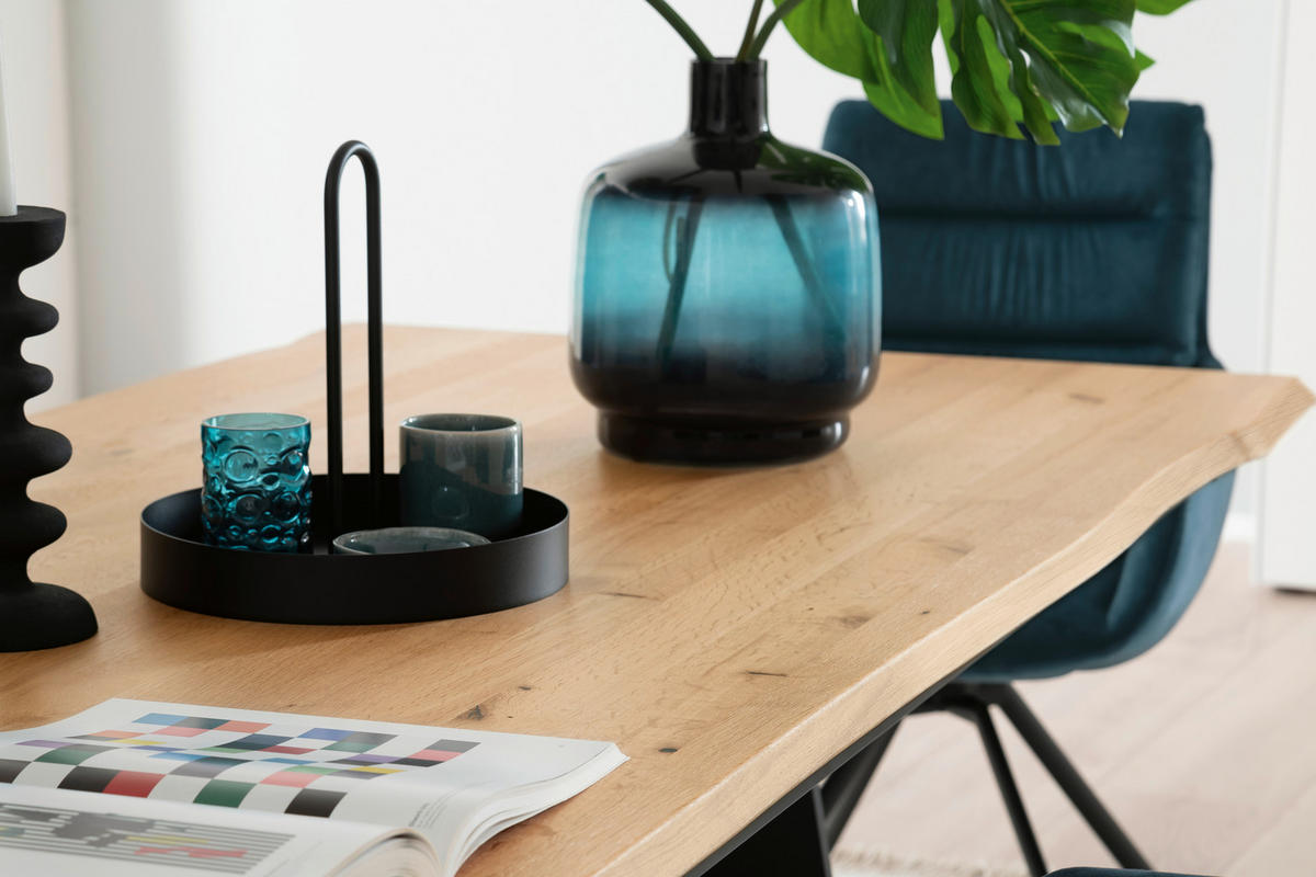 ESSTISCH in Holz, Metall 220/100/75 cm  - Wildeiche/Anthrazit, Design, Holz/Metall (220/100/75cm) - Venjakob