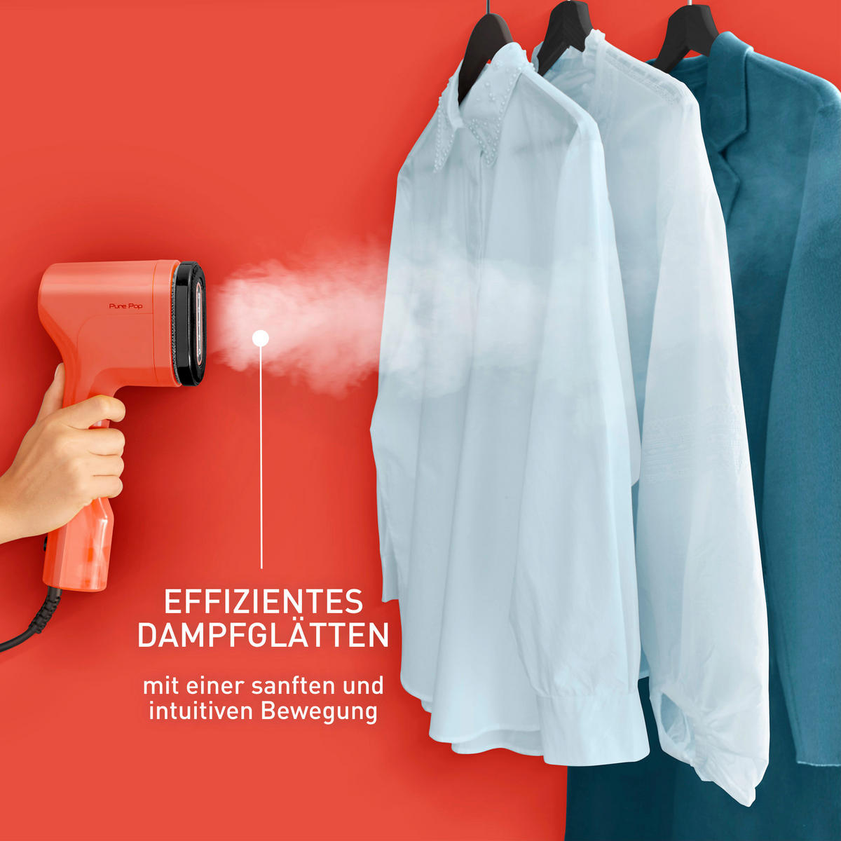 DAMPFBÜRSTE PURE POP  - Rot, Basics, Kunststoff (33,8/7,8/15,9cm) - Tefal