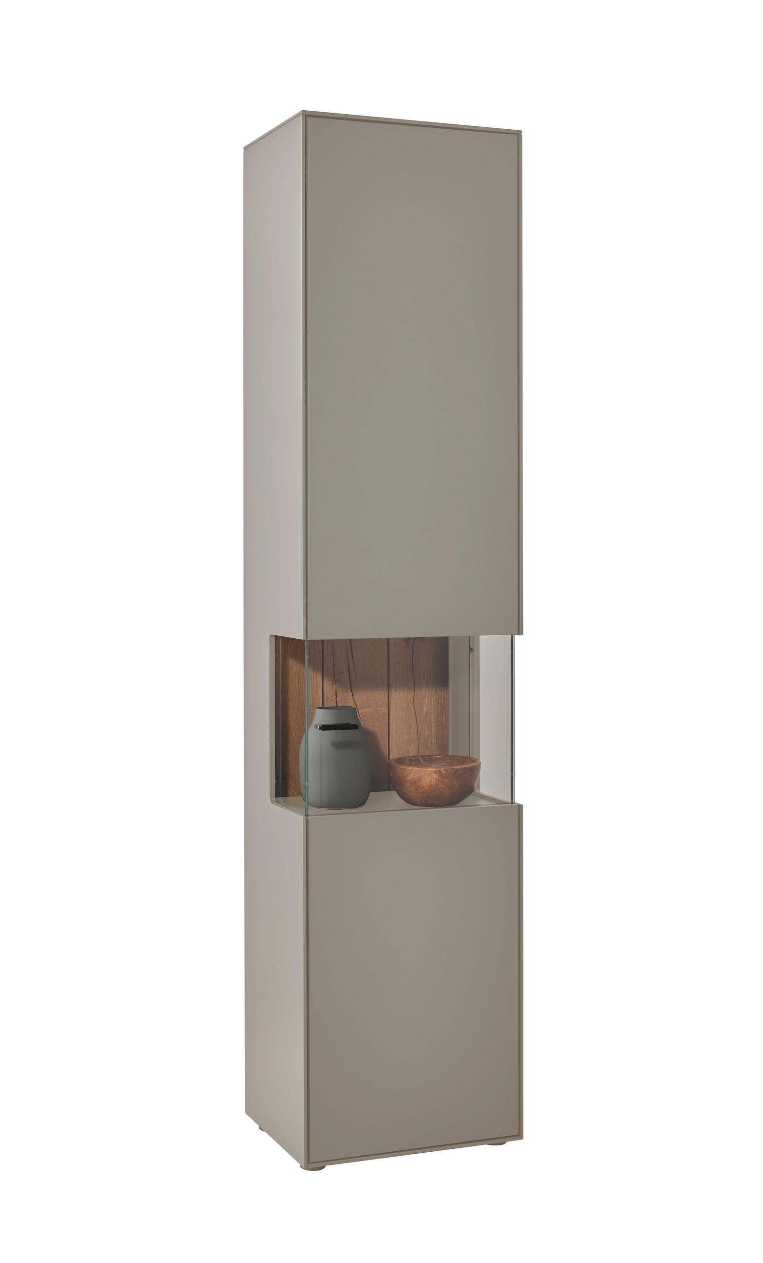 VITRINE in Hellgrau  - Hellgrau/Graphitfarben, Design, Glas/Holzwerkstoff (46,9/205,5/37,1cm) - Dieter Knoll