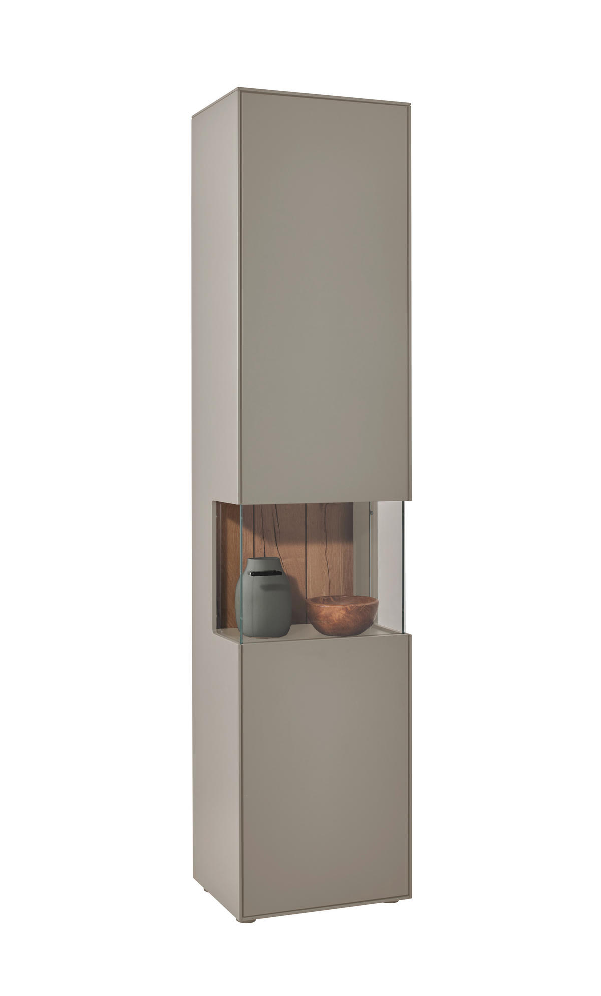 VITRINE Hellgrau  46,9/205,5/37,1 cm  - Hellgrau/Graphitfarben, Design, Glas/Holzwerkstoff (46,9/205,5/37,1cm) - Dieter Knoll