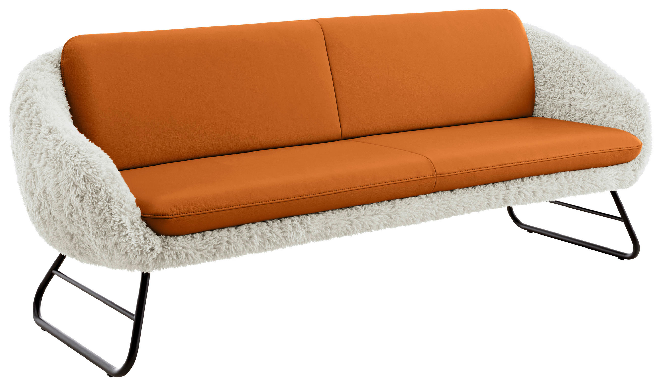 SITZBANK 219/87/78 cm  in Beige, Cognac  - Cognac/Beige, Design, Leder/Textil (219/87/78cm) - Koinor