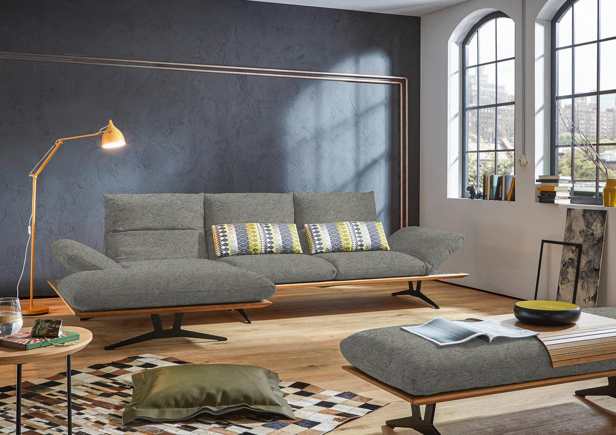 ECKSOFA in Flachgewebe Grau  159/314 cm  - Schwarz/Grau, Design, Holz/Textil (159/314cm) - Dieter Knoll