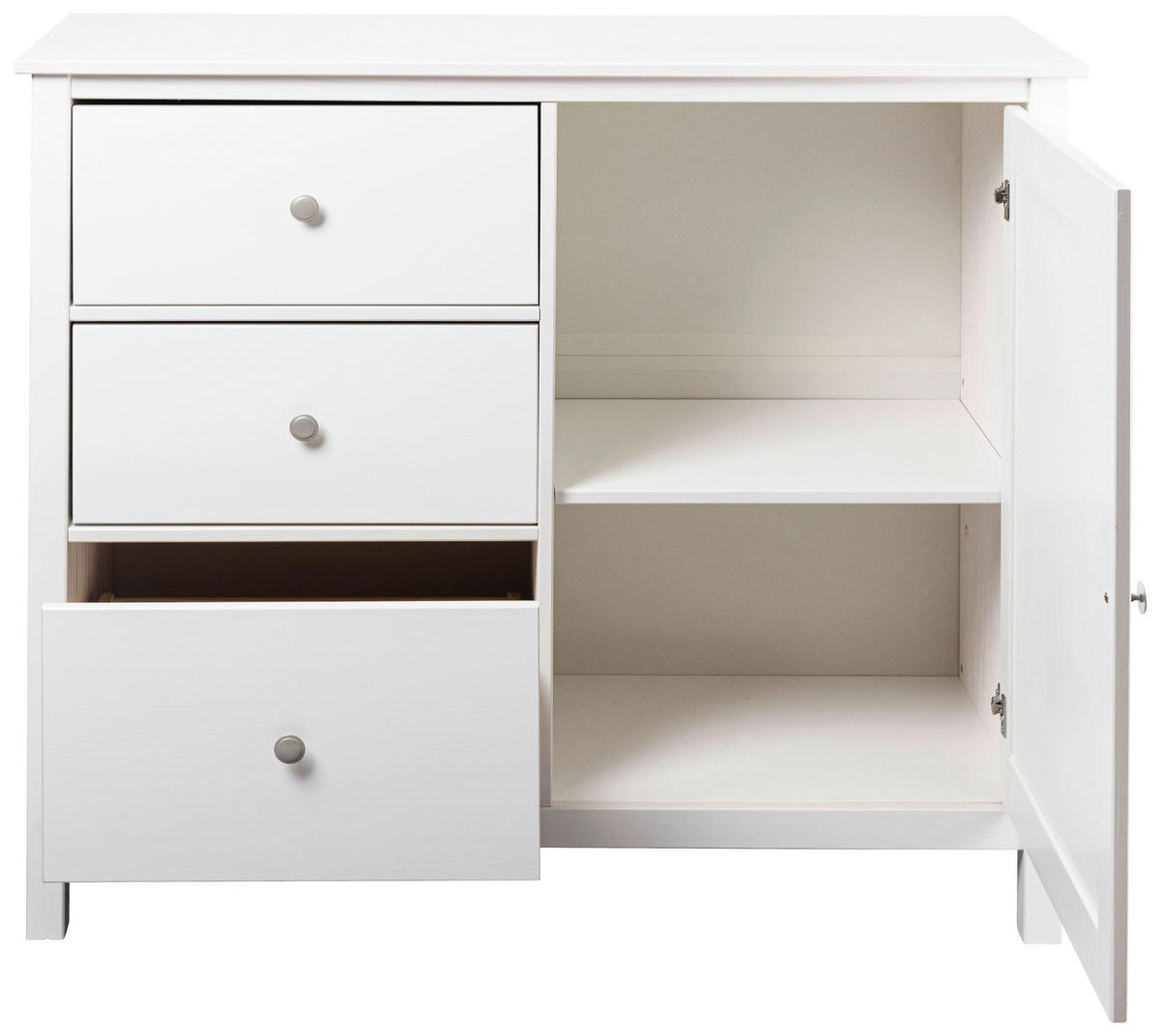KOMODA, bela  - srebrne barve/bela, Design, kovina/les (110/96/40cm) - Livetastic