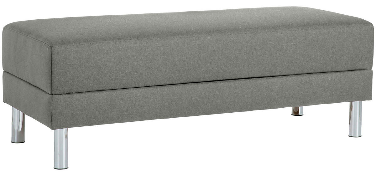 ECKSCHLAFSOFA inkl. Hocker in Hellgrau Textil   - Chromfarben/Hellgrau, Konventionell, Textil/Metall (152/230cm) - Max Winzer