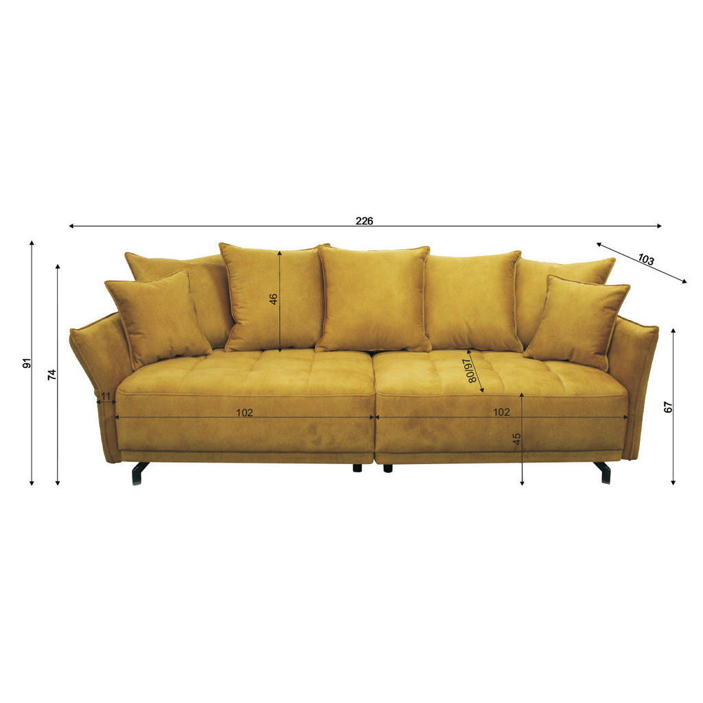 Thumbnail - Carryhome Bigsofa, Grau, Textil, Uni, 3-Sitzer, Füllung: Silikon,Silikon, 226x91x103 cm, Stoffauswahl, Wohnzimmer, Sofas...