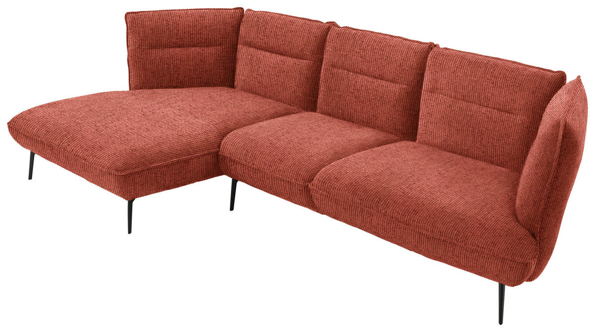 ECKSOFA in Flachgewebe Kupferfarben  153/339 cm  - Schwarz/Kupferfarben, Design, Textil/Metall (153/339cm) - Moderano