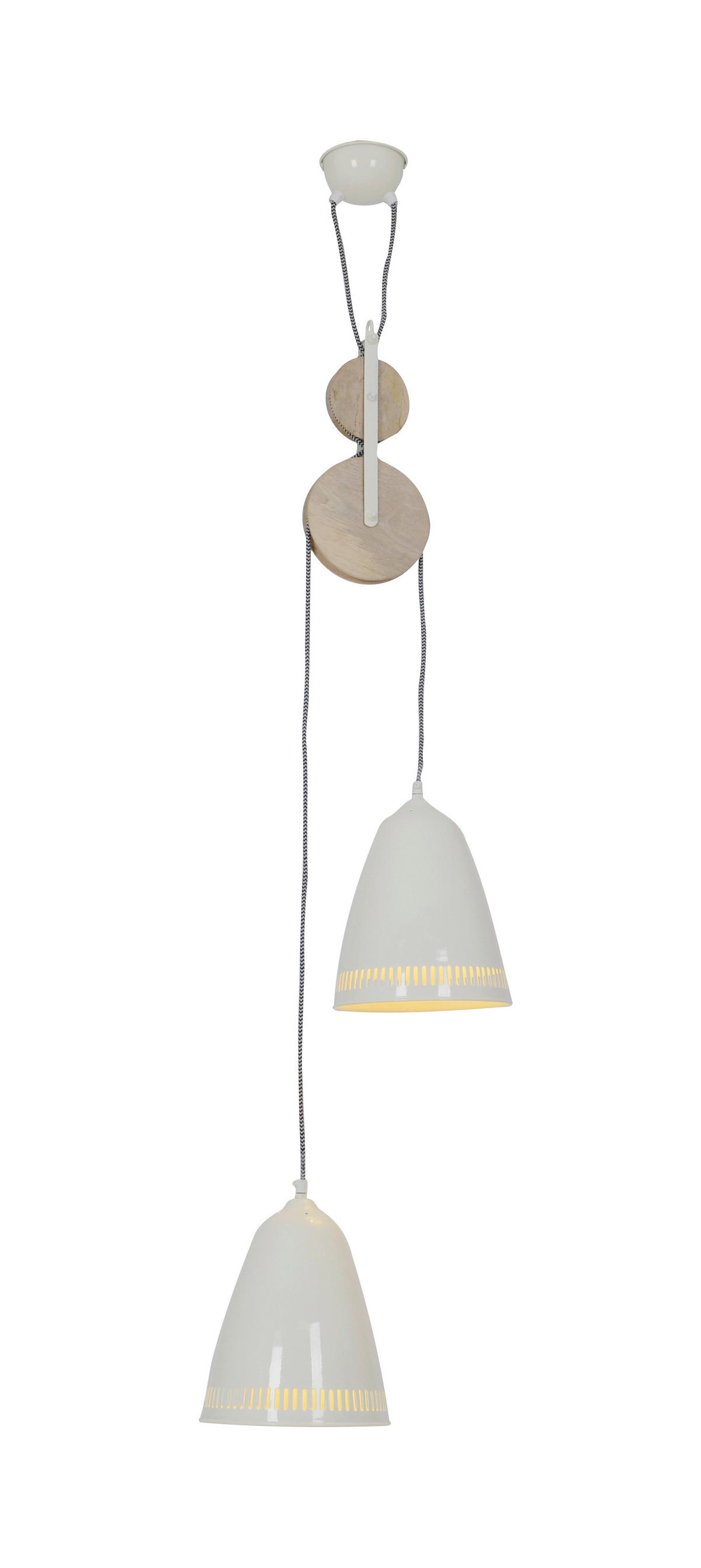 HÄNGELEUCHTE Jaipur 21/110 cm   - Weiß, KONVENTIONELL, Holz/Metall (21/110cm) - Näve