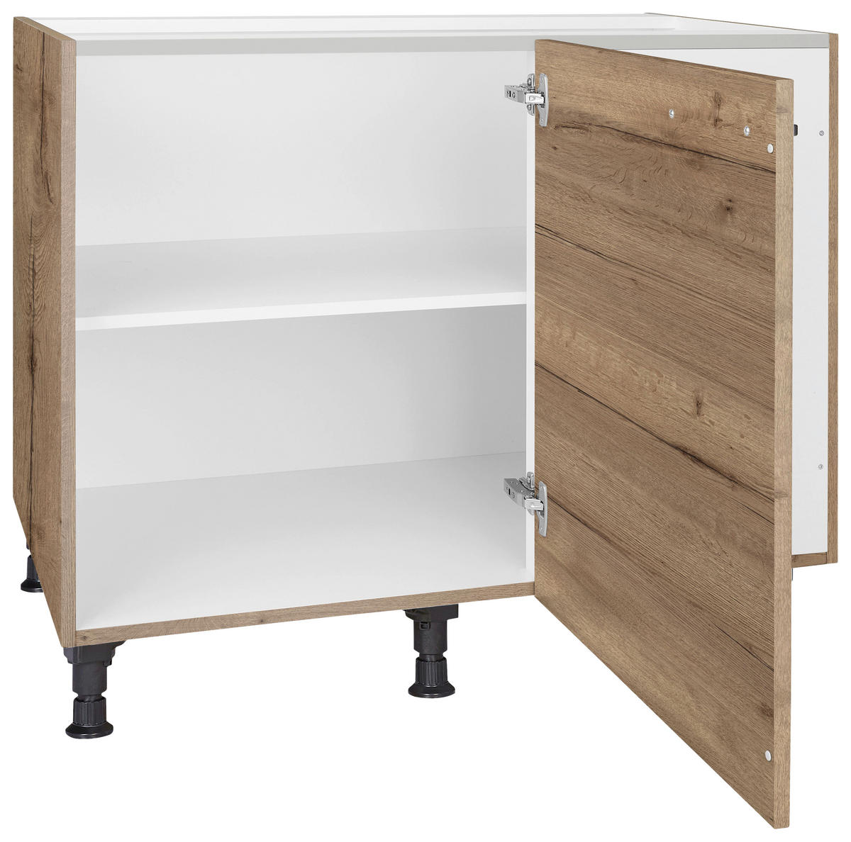 ECKUNTERSCHRANK 125/87/65 cm  - Eiche dunkel/Schwarz, MODERN, Holzwerkstoff/Metall (125/87/65cm) - Nobilia