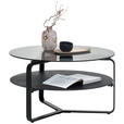 COUCHTISCH in Metall, Glas 80/80/44 cm  - Schwarz/Grau, Design, Glas/Metall (80/80/44cm) - Novel