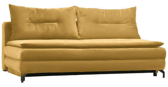 SCHLAFSOFA in Flachgewebe Gelb - Gelb/Schwarz, MODERN, Textil/Metall (208/73/92/102cm) - Novel