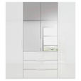 DREHTÜRENSCHRANK 201/235/61 cm,  in Weiß, 4-türig  - Weiß, Basics, Glas/Holzwerkstoff (201/235/61cm) - Novel