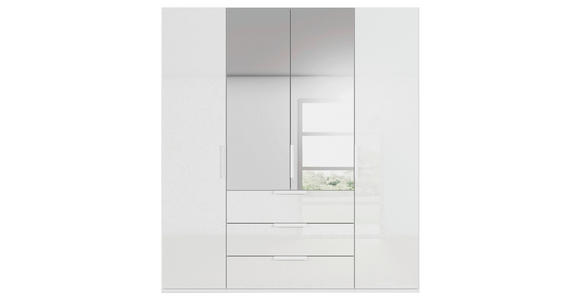 DREHTÜRENSCHRANK 201/235/61 cm,  in Weiß, 4-türig  - Weiß, Basics, Glas/Holzwerkstoff (201/235/61cm) - Novel
