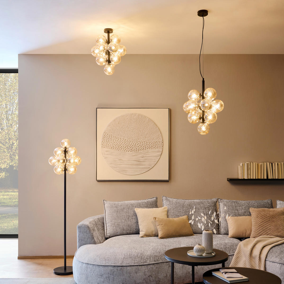 HÄNGELEUCHTE 39,5/120 cm  - Schwarzchrom/Orange, Design, Glas/Kunststoff (39,5/120cm)
