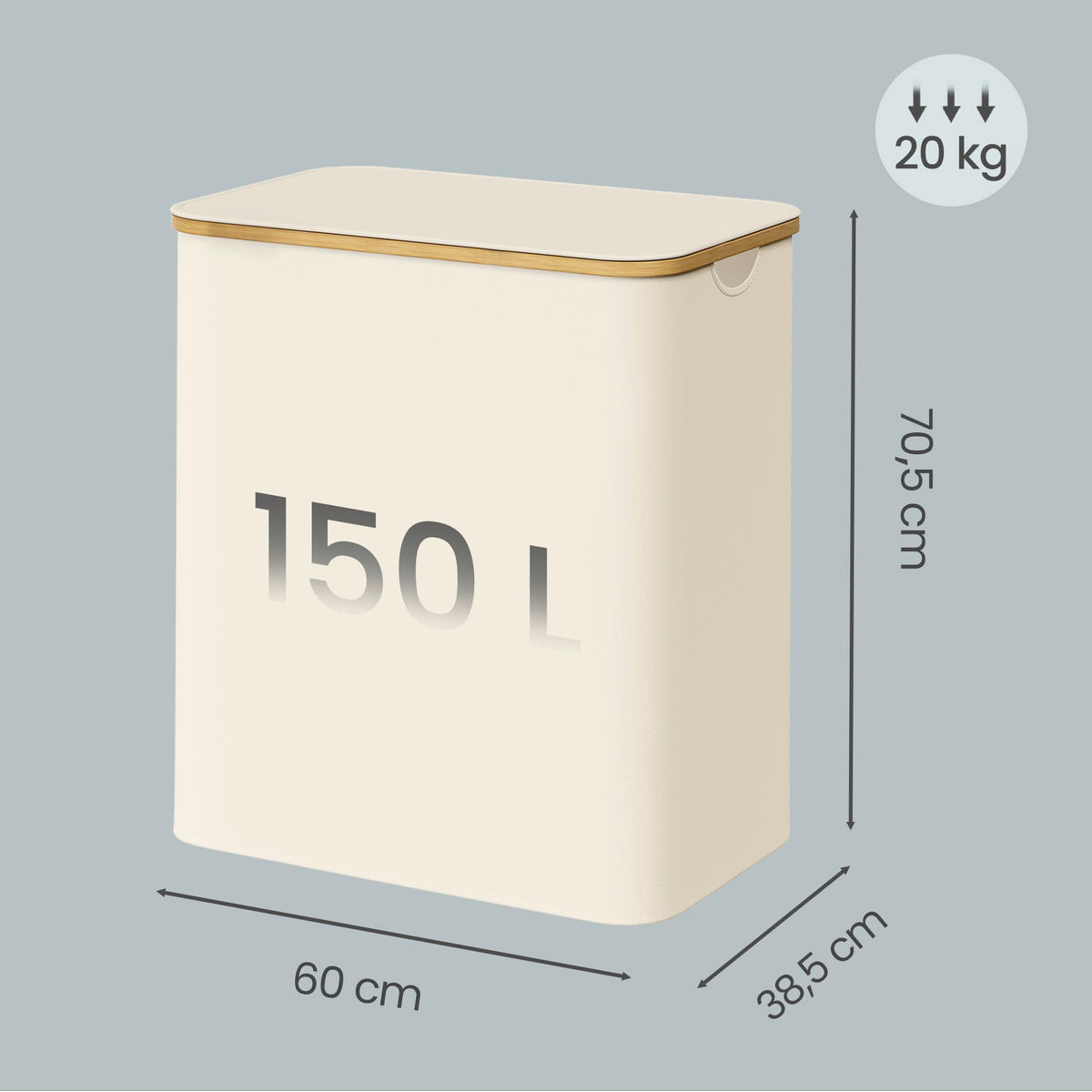 WÄSCHEKORB - Beige/Weiß, Trend, Naturmaterialien/Kunststoff (60/70,5/38,5cm) - Boxxx