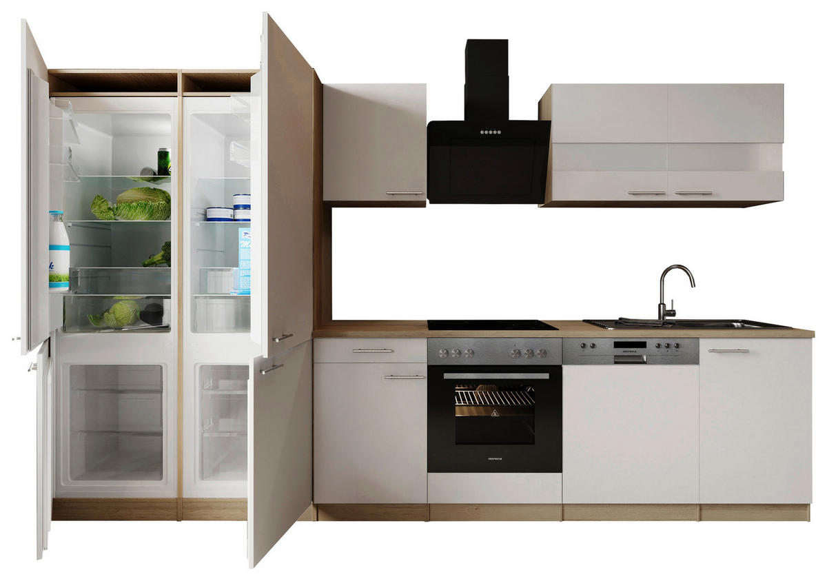 Bucătărie Standard  - alb/culoare inox, Trend, metal/material pe bază de lemn (340cm) - Respekta