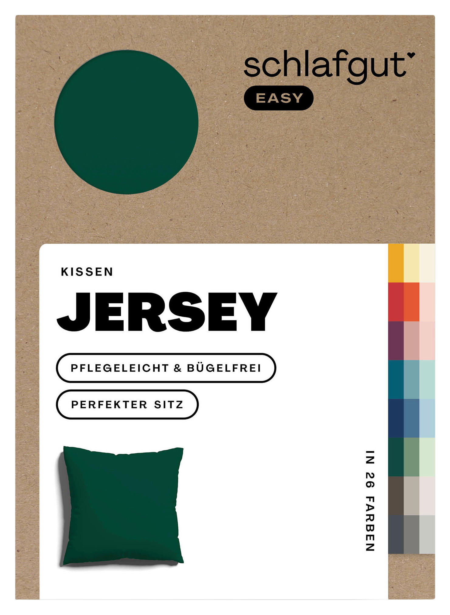 KISSENHÜLLE EASY JERSEY 40/40 cm  - Dunkelgrün, Basics, Textil (40/40cm) - Schlafgut