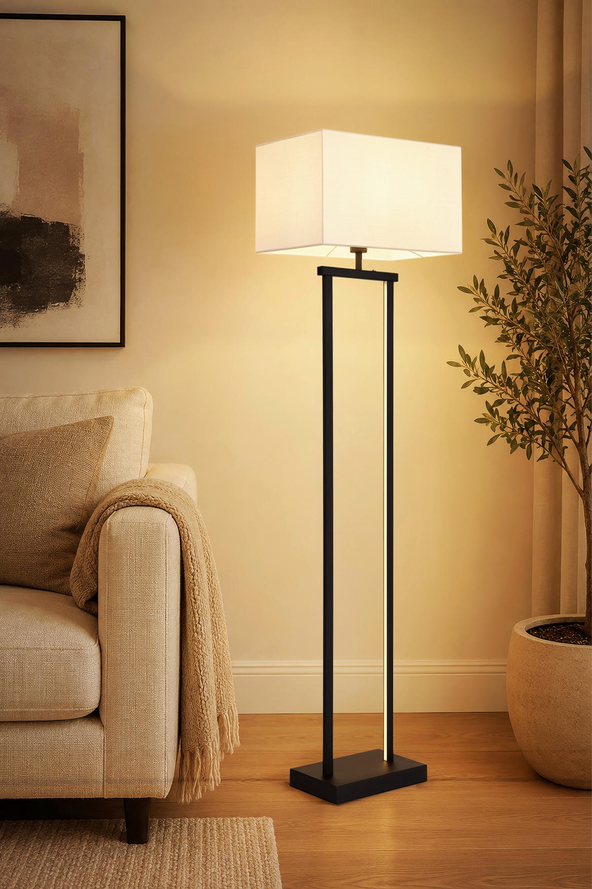 LED SVJETILJKA PODNA Sydney  - bijela/crna, Design, tekstil/metal (40/27/153cm) - Globo
