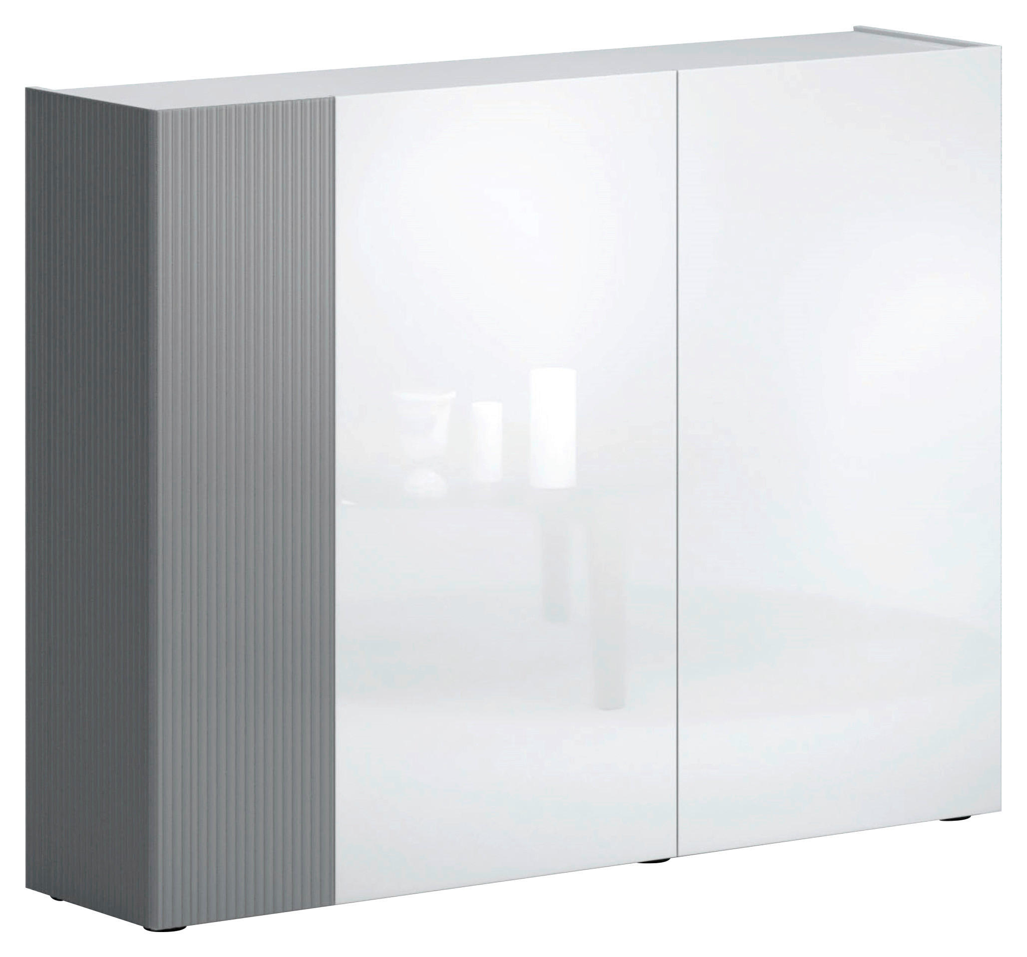 SCHUHSCHRANK Grau, Weiß  - Schwarz/Weiß, Design, Glas/Holzwerkstoff (145/113/34cm) - Voleo