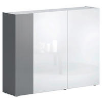 SCHUHSCHRANK Grau, Weiß  - Schwarz/Weiß, Design, Glas/Holzwerkstoff (145/113/34cm) - Voleo