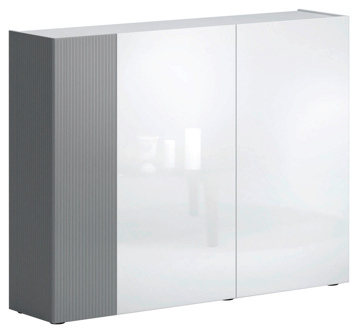 SCHUHSCHRANK Grau, Weiß  - Schwarz/Weiß, Design, Glas/Holzwerkstoff (145/113/34cm) - Voleo