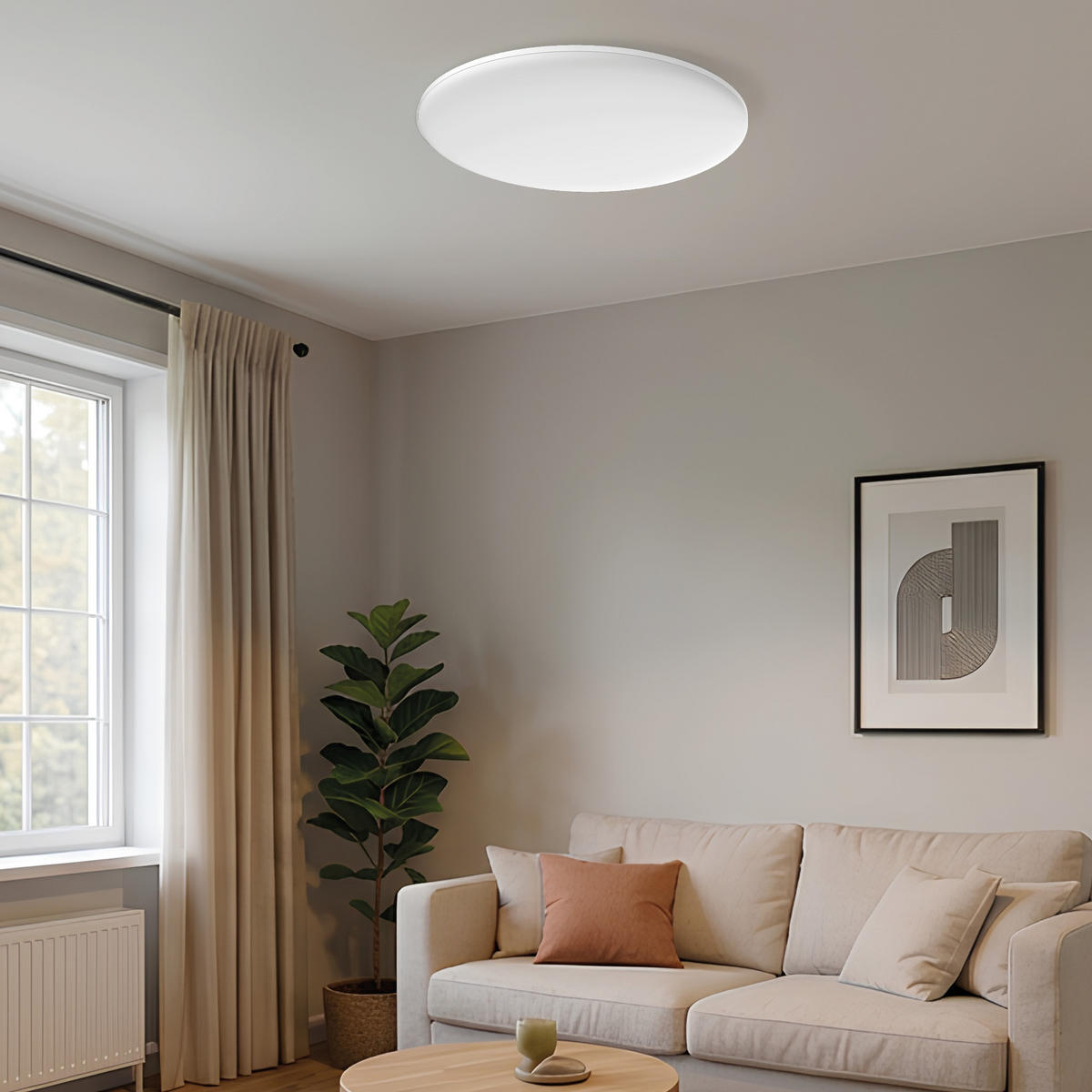 LED MENNYEZETI LÁMPA - fehér, Basics, műanyag/fém (29/4.2cm)